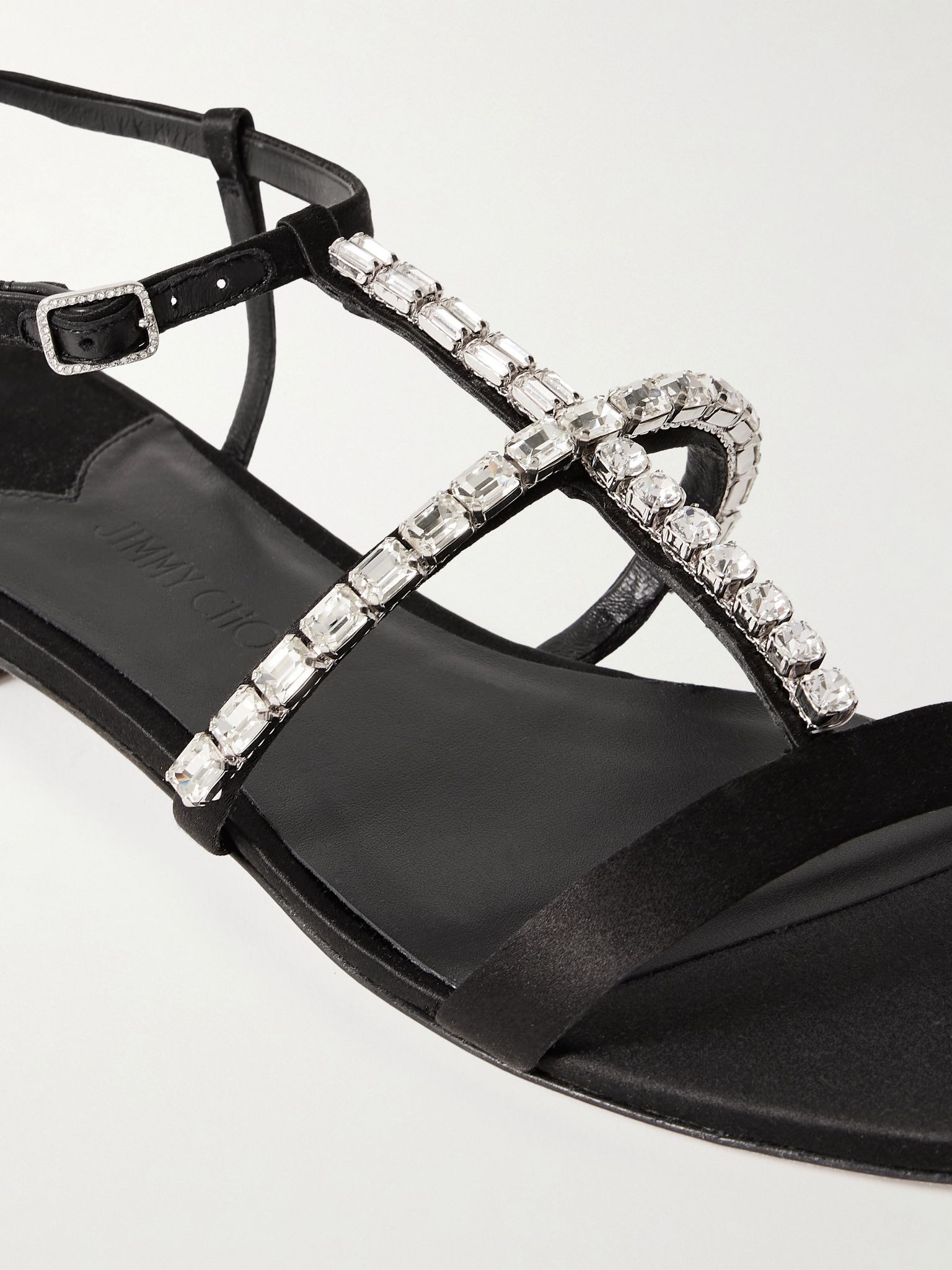 Gwyn crystal-embellished satin sandals Black - 4