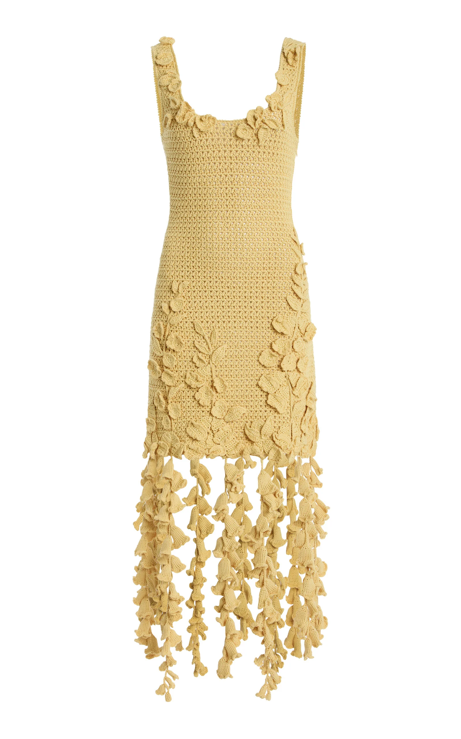 Crochet Cotton Midi Dress yellow - 1