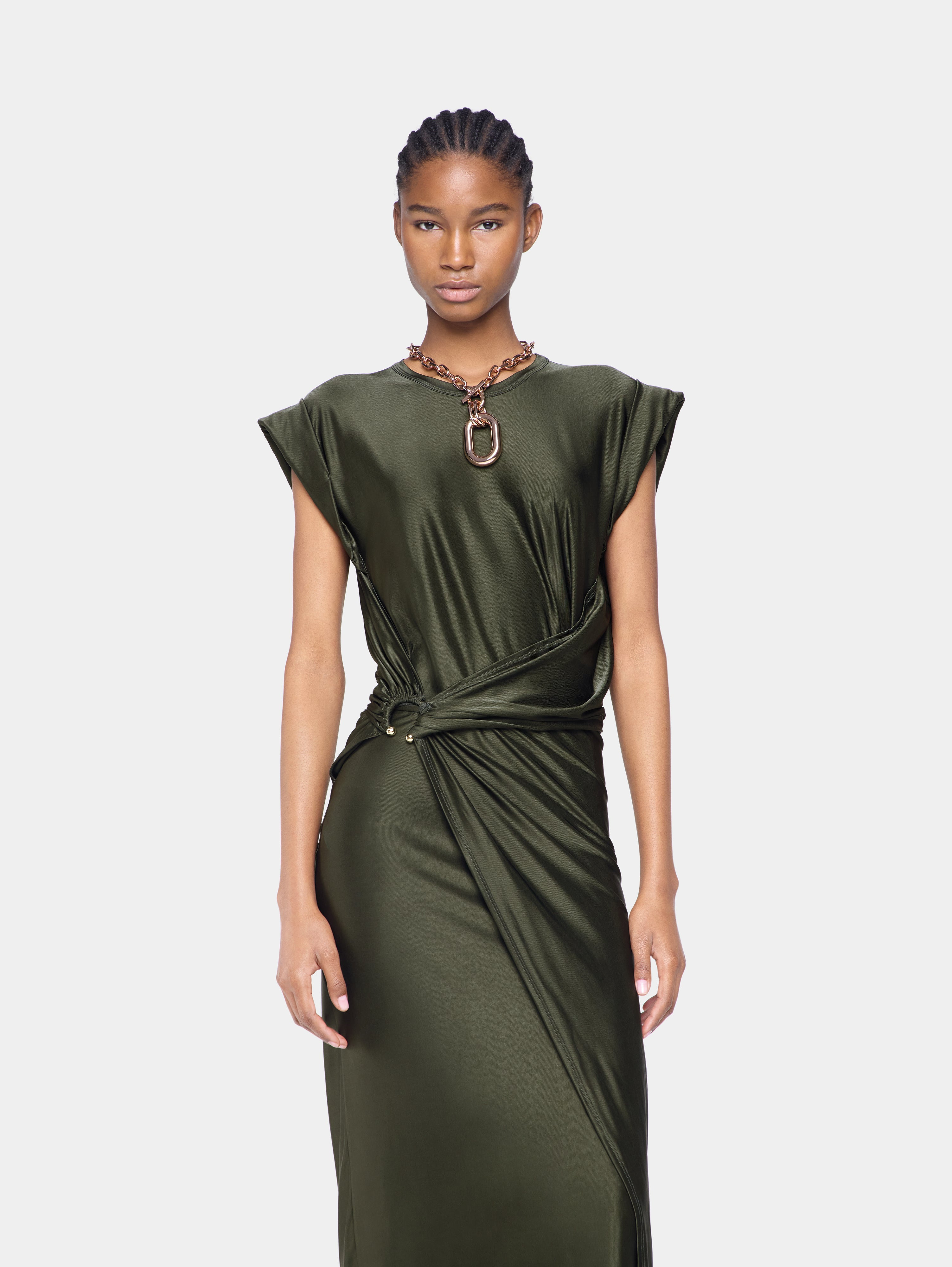 DRAPED LONG DRESS IN JERSEY - 3