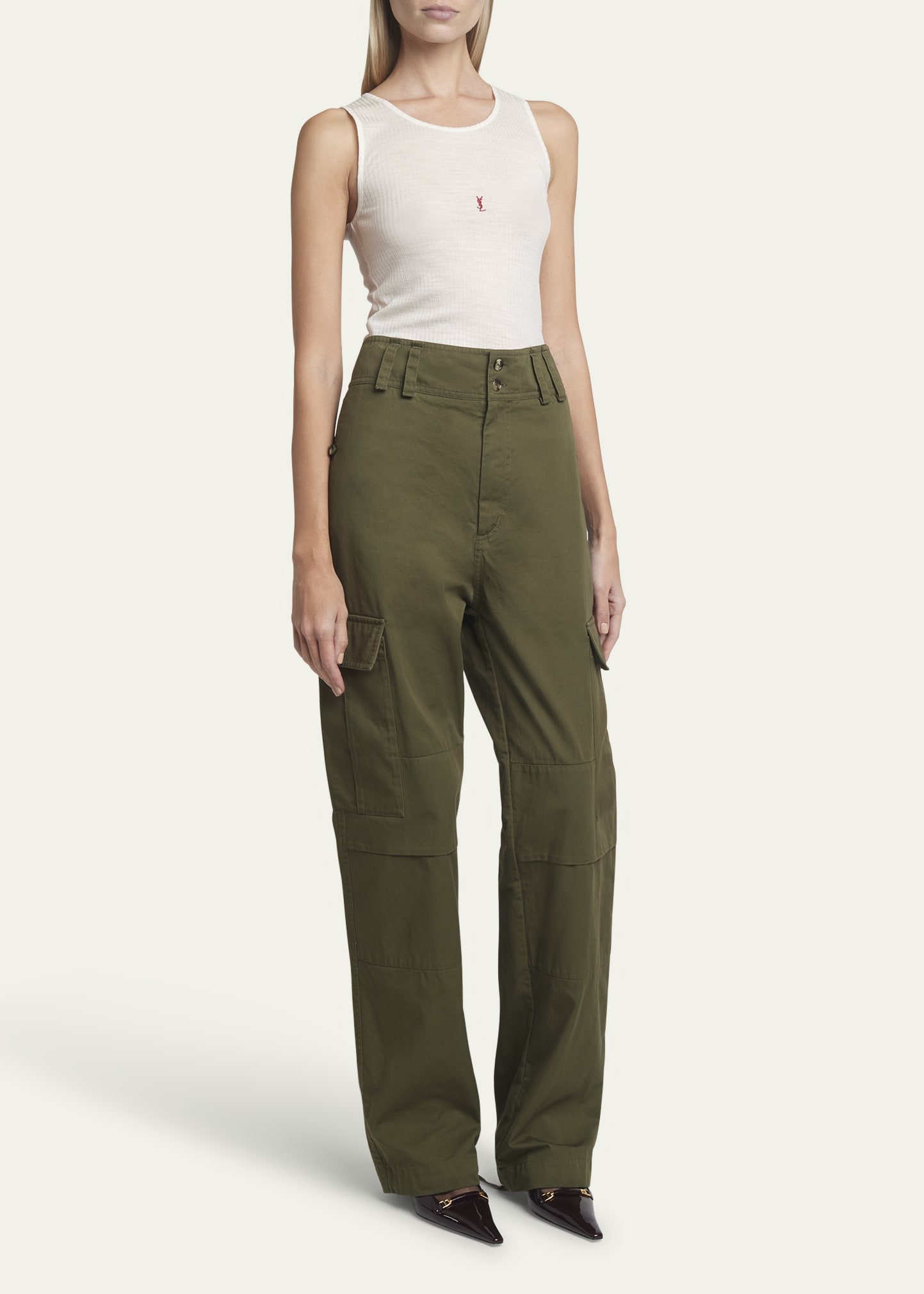 High-Rise Straight-Leg Cargo Trousers - 2