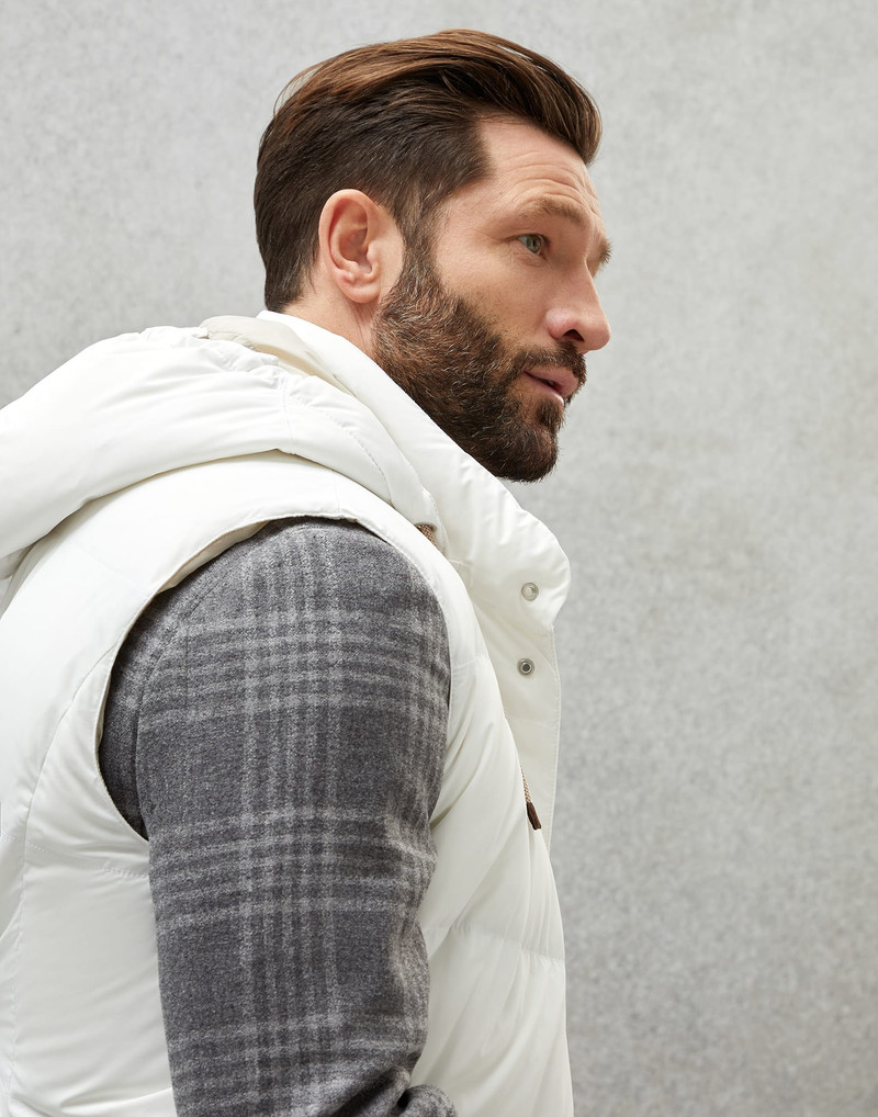 Bonded nylon down vest with detachable hood 3