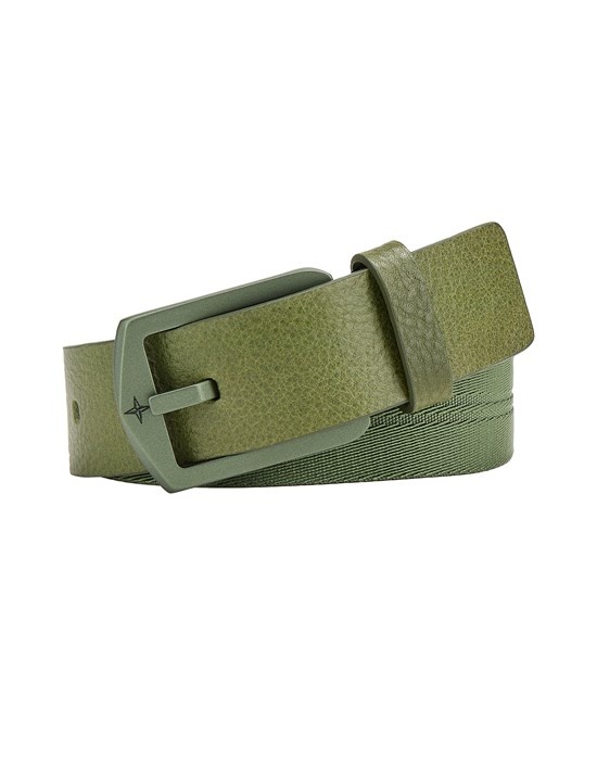 94362 TAPE + LEATHER BELT  OLIVE GREEN - 1