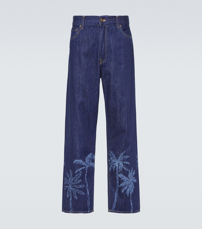 Jungle printed denim pants - 1
