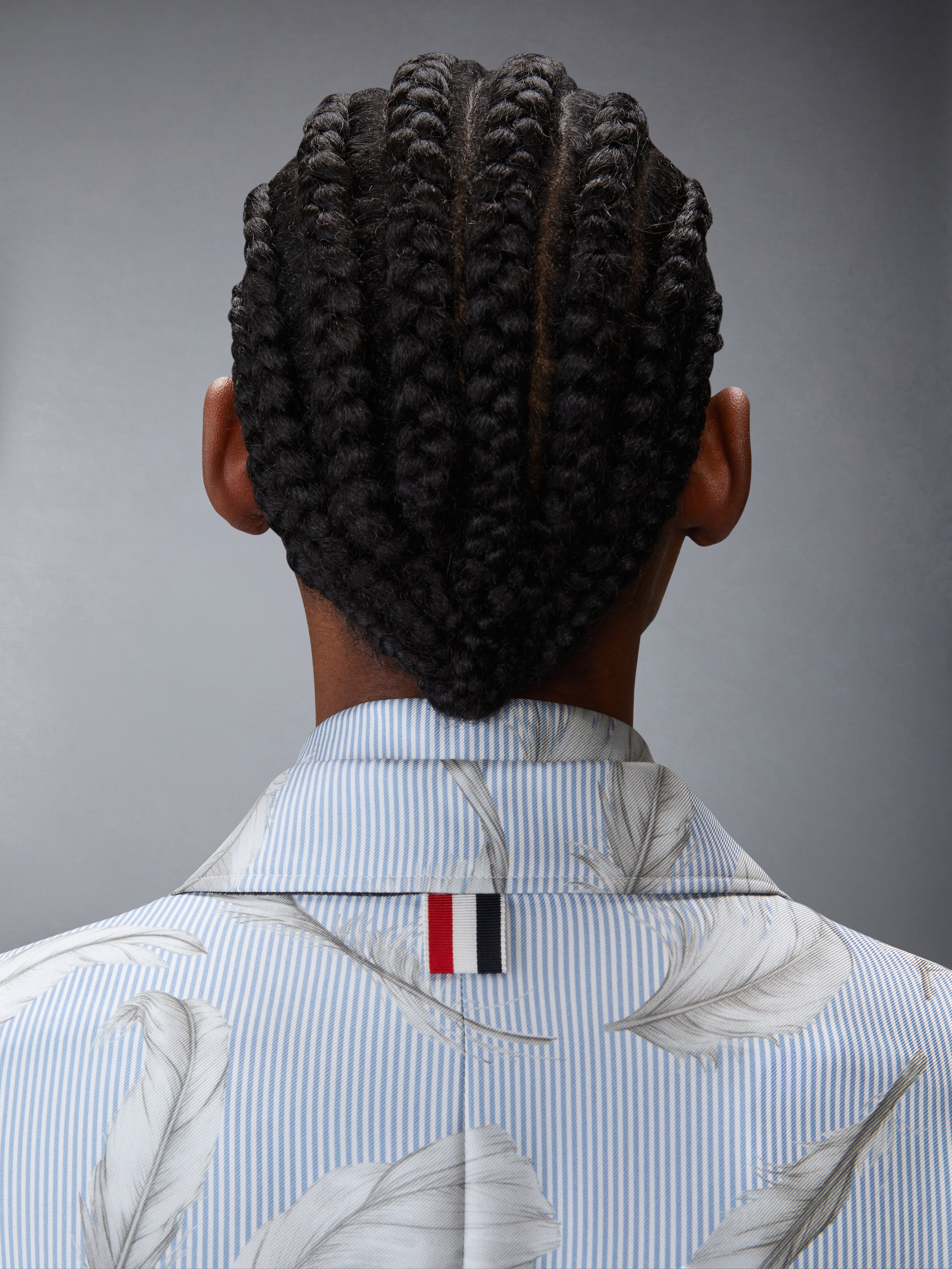 FEATHER PRINTED SILK TWILL HIGH ARMHOLE SPORTCOAT - 6