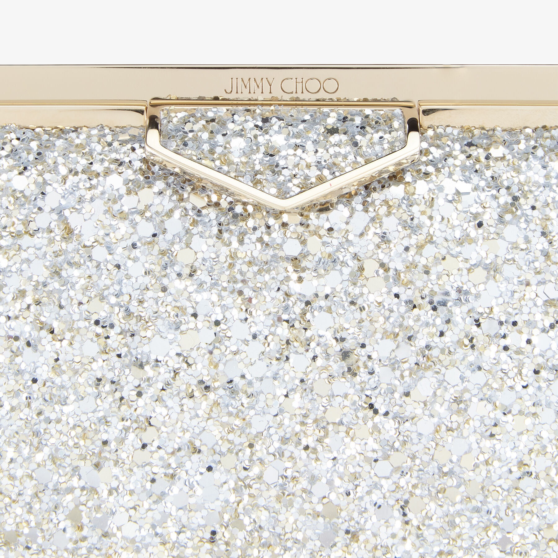 Ellipse
Champagne Coarse Glitter Fabric Clutch Bag - 3