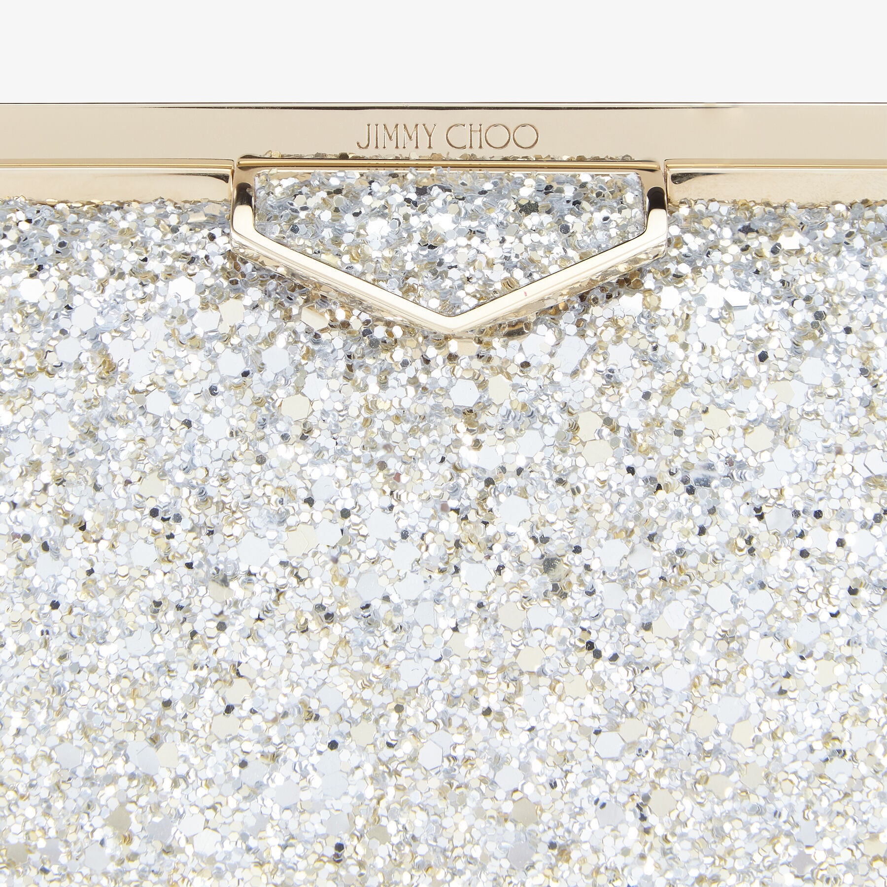 Ellipse
Champagne Coarse Glitter Fabric Clutch Bag - 4