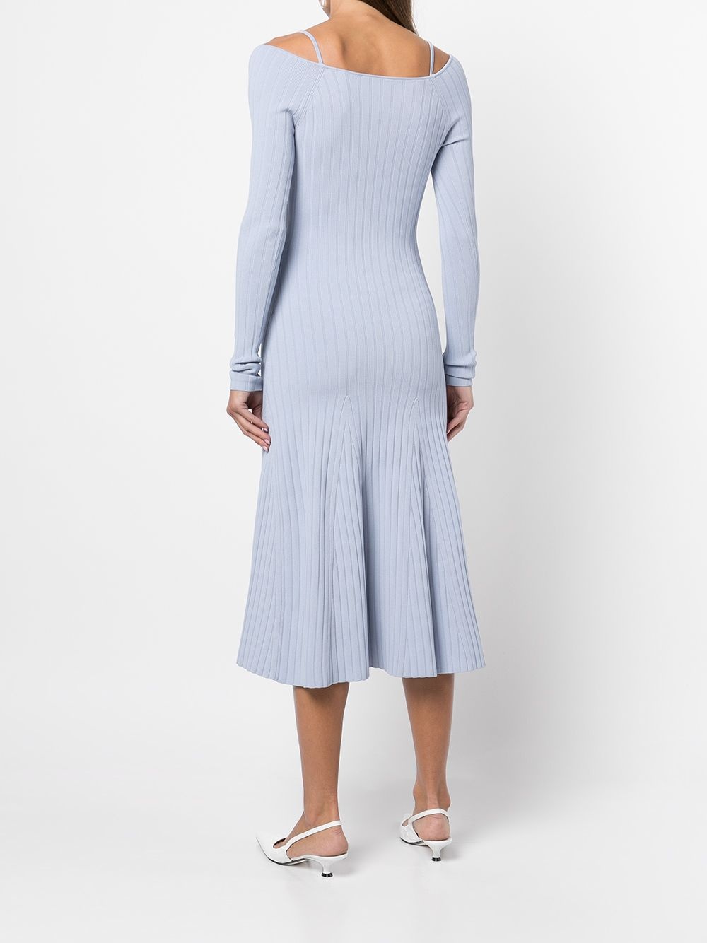 V-neck ribbed-knit dress - 4