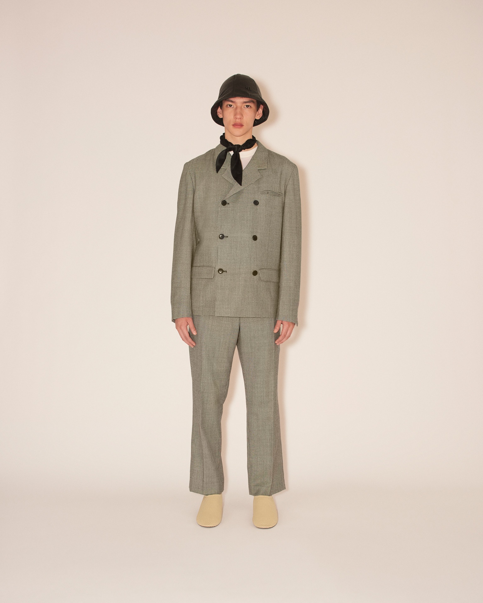 JUN - Straight-leg suit pants - Black/White - 3