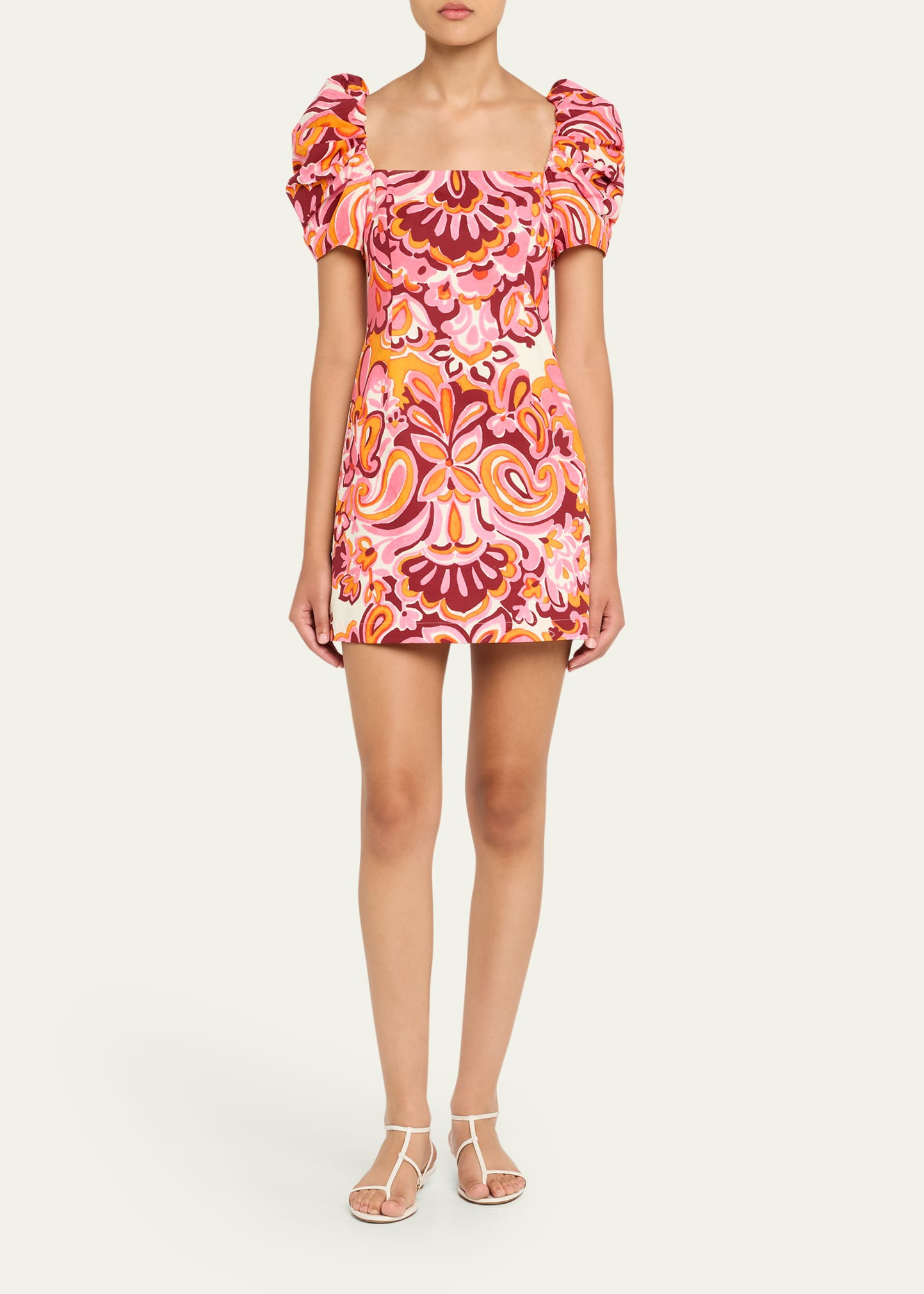 Kelly Blue Tile Print Puff-Sleeve Dress - 2