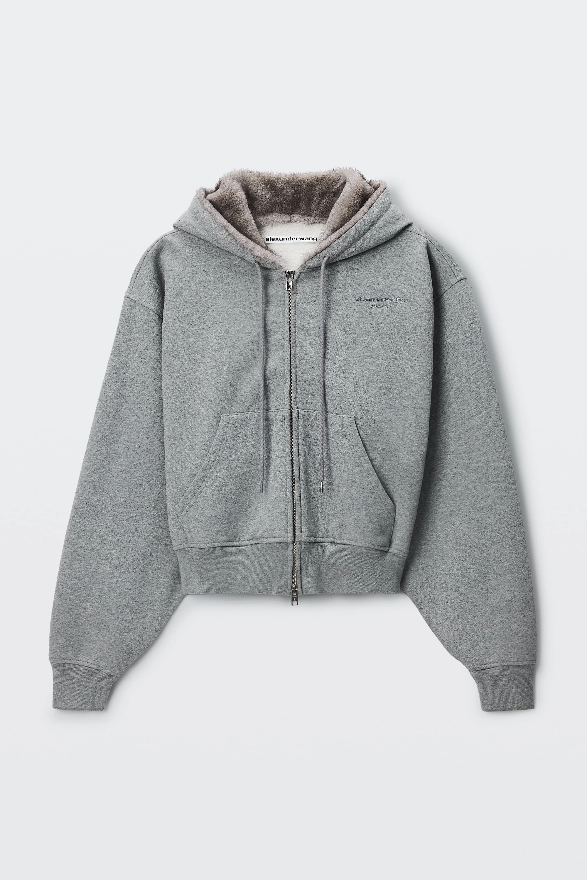 FAUX FUR HOOD ZIP-UP HOODIE - 1