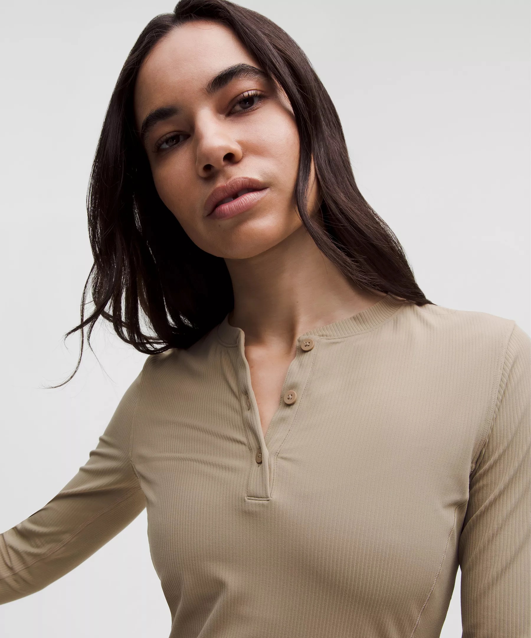 All Aligned Ribbed Long-Sleeve Henley Dress - 3