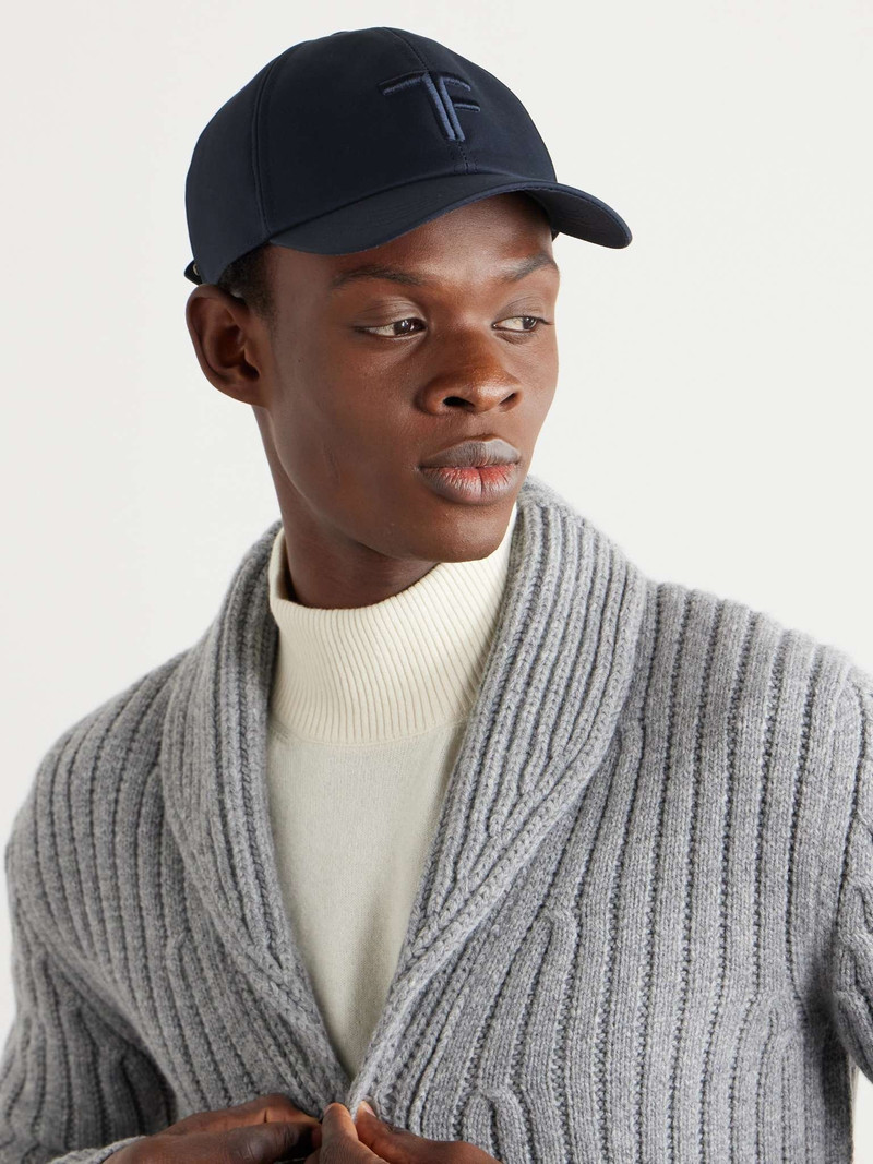 TOM FORD Leather-Trimmed Logo-Embroidered Cotton-Canvas Baseball Cap outlook