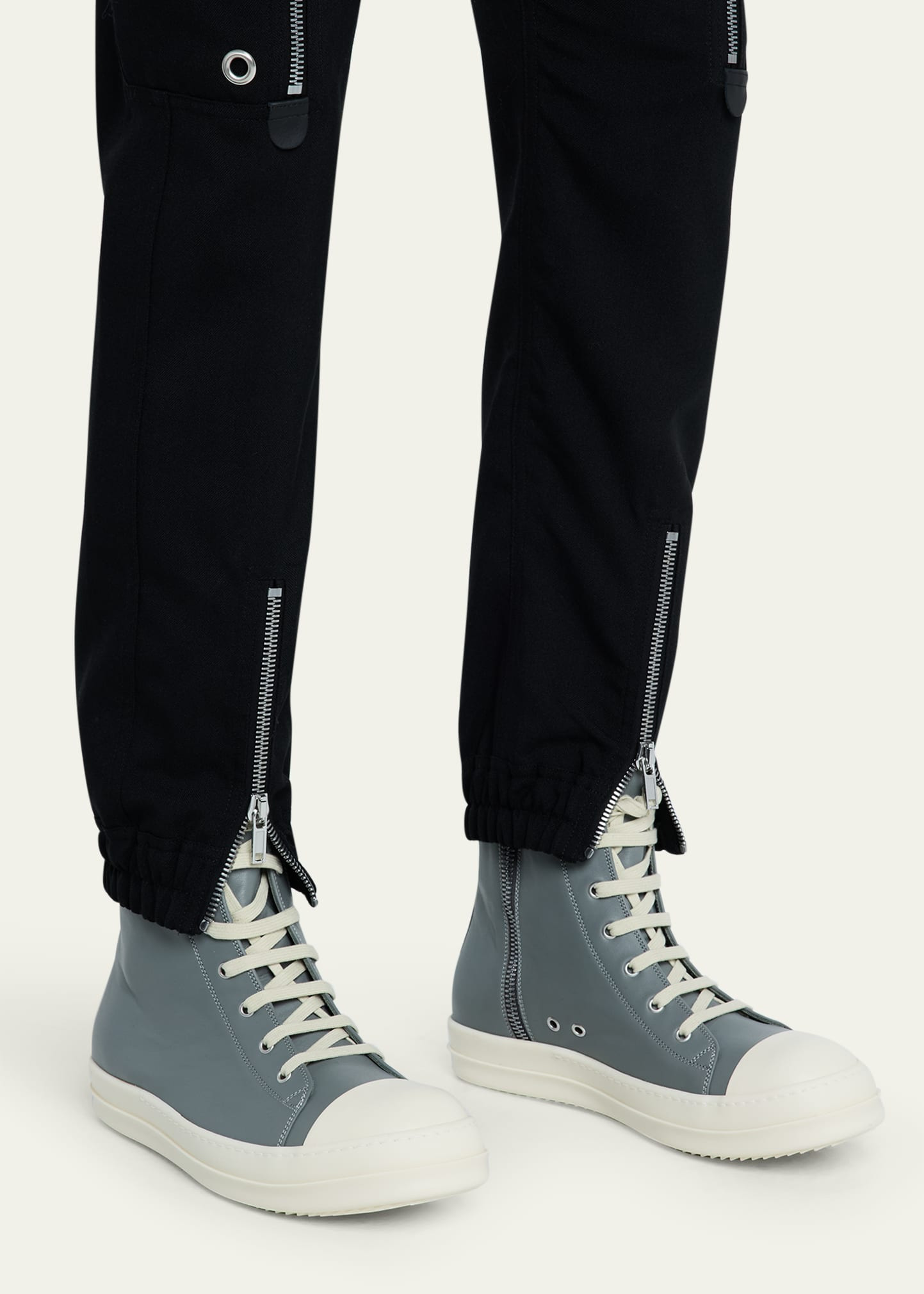 Men's Calf Leather Cap Toe High-Top Sneakers - 2