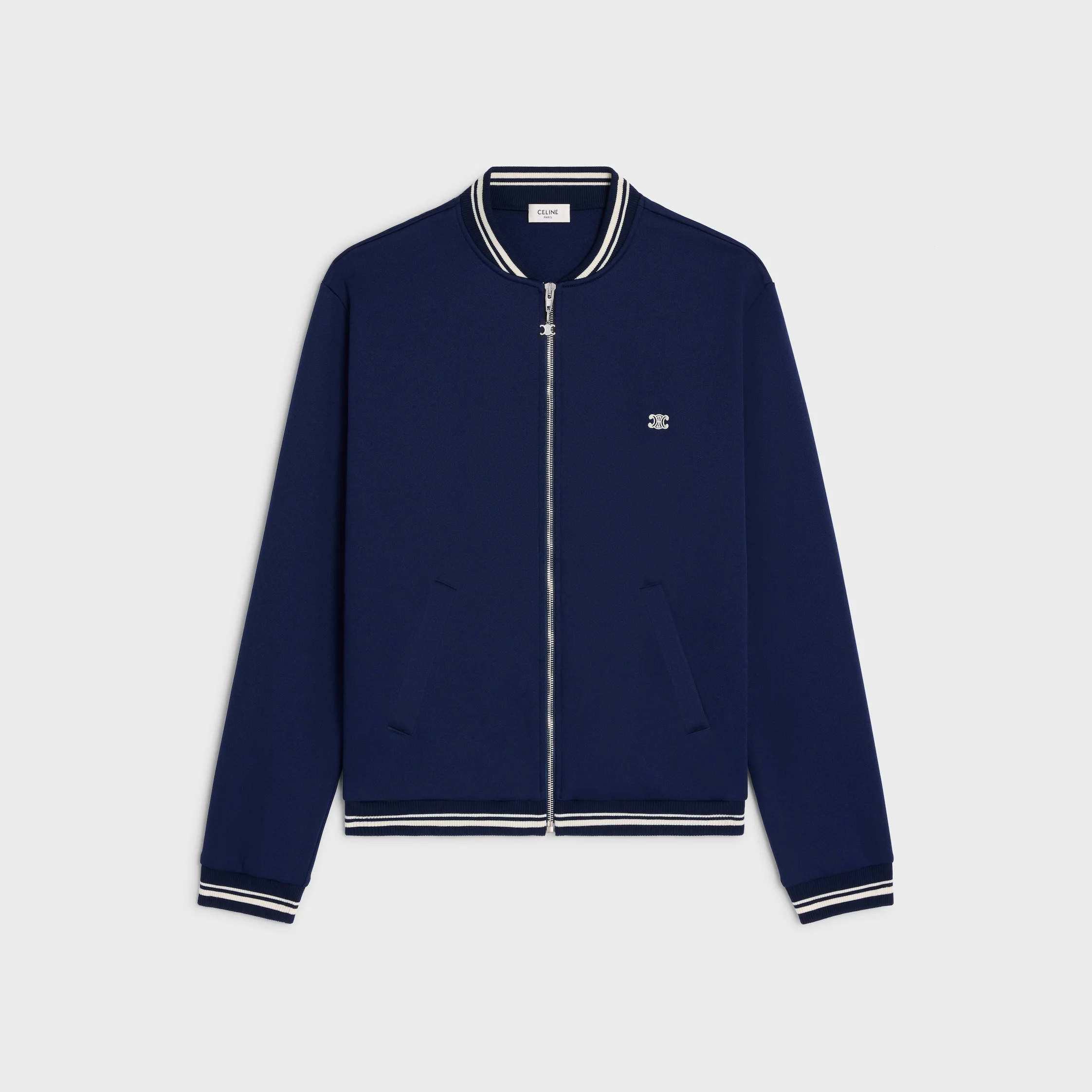 triomphe zipped teddy jacket in double-face jersey - 1