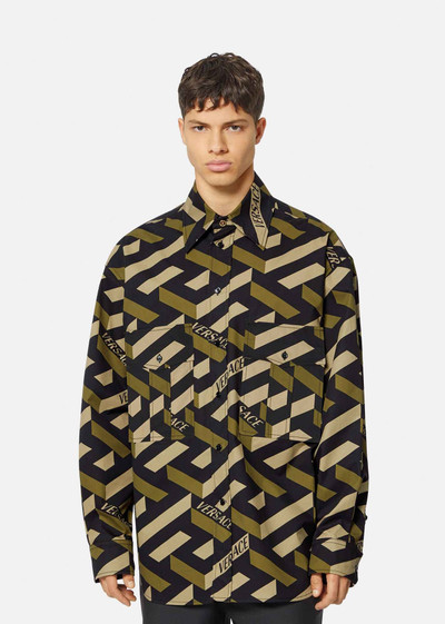 VERSACE La Greca Print Gabardine Shirt outlook