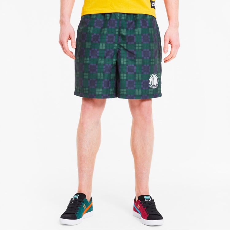 PUMA x The Hundreds Crossover Printing Athleisure Casual Sports Shorts Green 596752-02 - 4