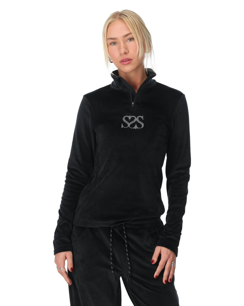Womens Society Shimmer Bug Zip T-Neck - Society Black 3