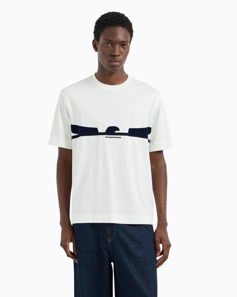 EMPORIO ARMANI JERSEY T-SHIRT WITH CONTOURED EAGLE FLOCKED PRINT outlook