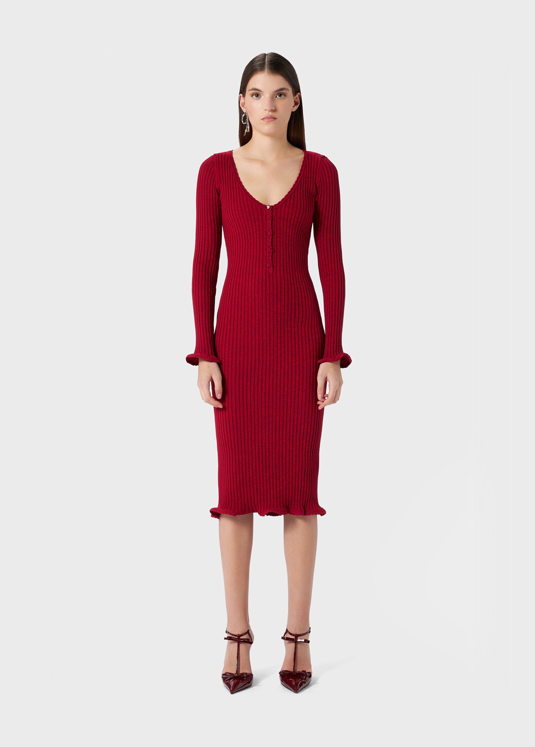 RIBBED KNIT MIDI DRESS - 3