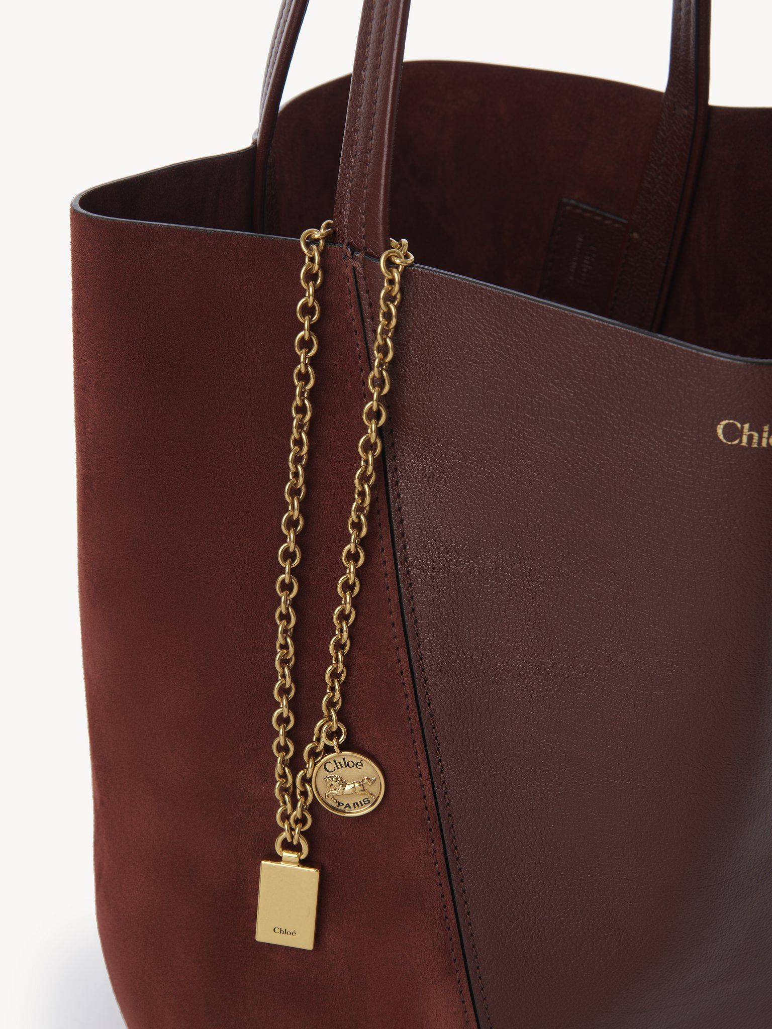 CHLOÉ SPIN TOTE BAG IN GRAINED & SUEDE LEATHER - 6