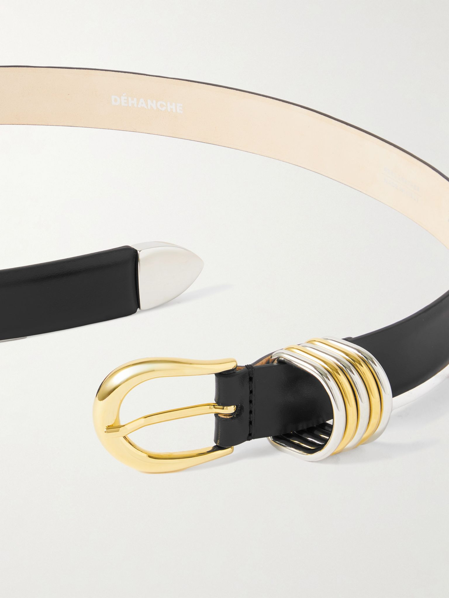 Hollyhock embellished leather belt Black - 3
