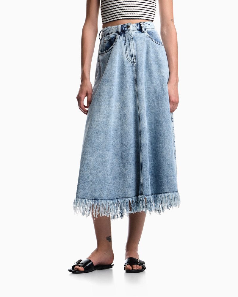 MIDI SKIRT IN VINTAGE-LOOK DENIM WITH FRINGES 3
