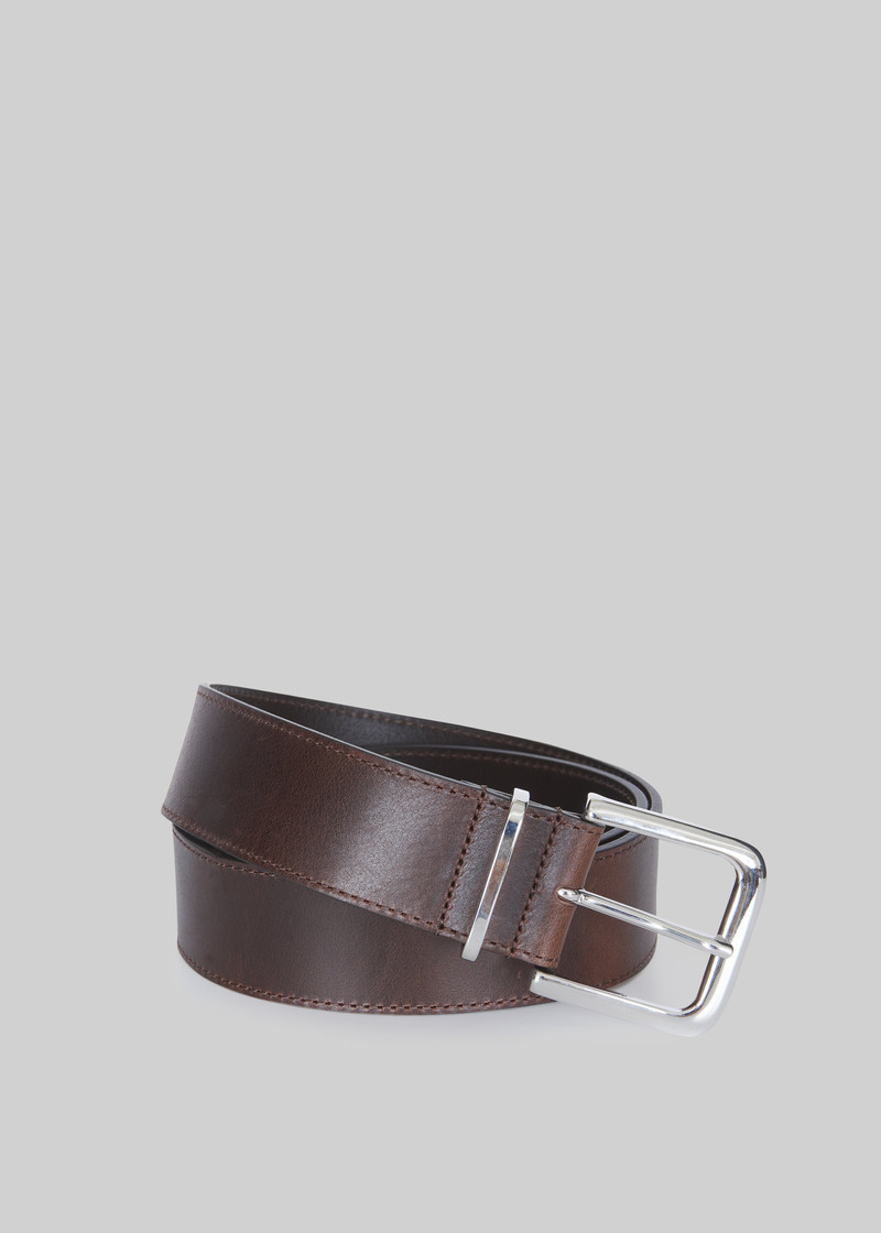 Sarno Leather Belt - Brown/Silver - 1