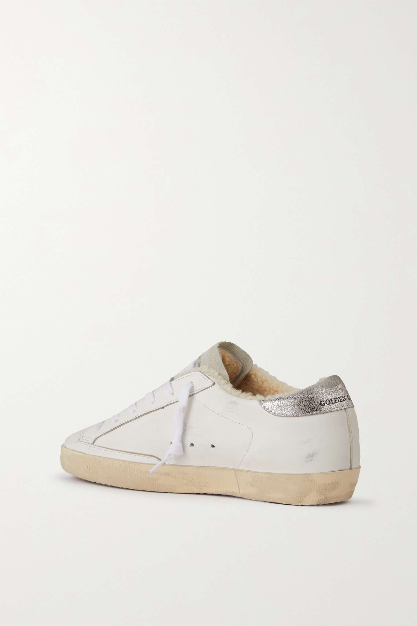 Super-Star shearling-lined distressed suede and leather sneakers - 3
