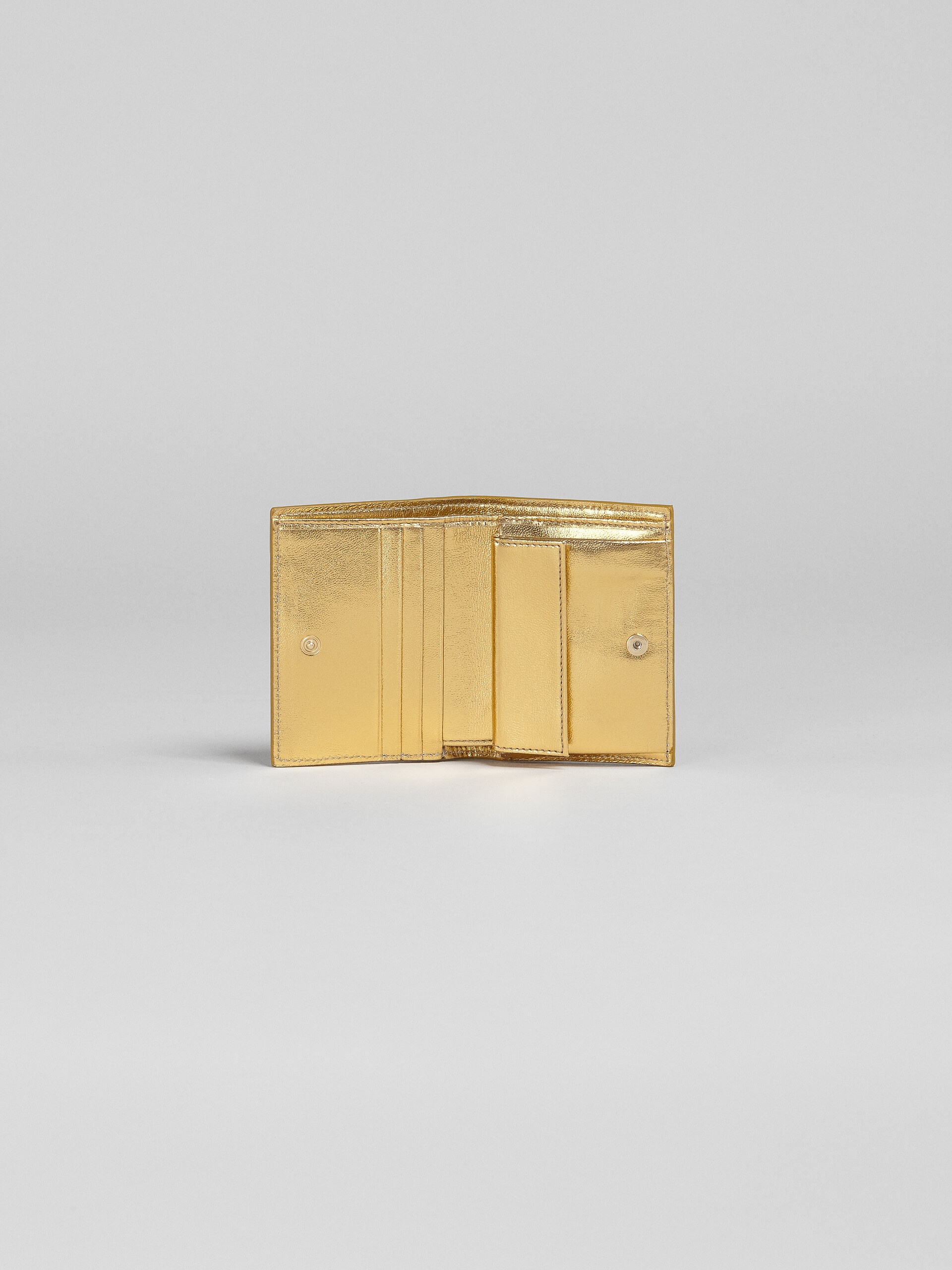 GOLD METALLIC LEATHER BI-FOLD WALLET - 2