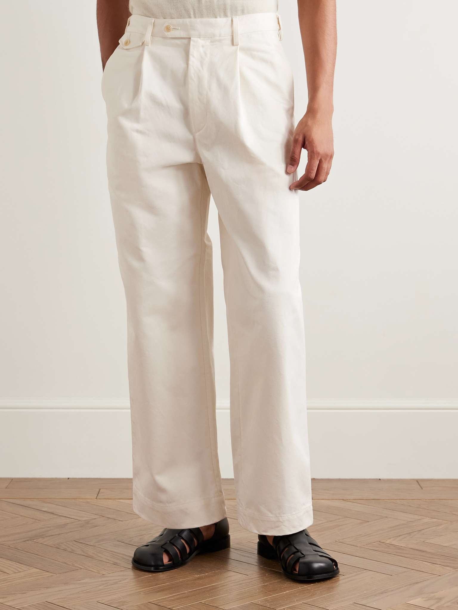 Finx Straight-Leg Pleated Cotton-Twill Trousers - 3