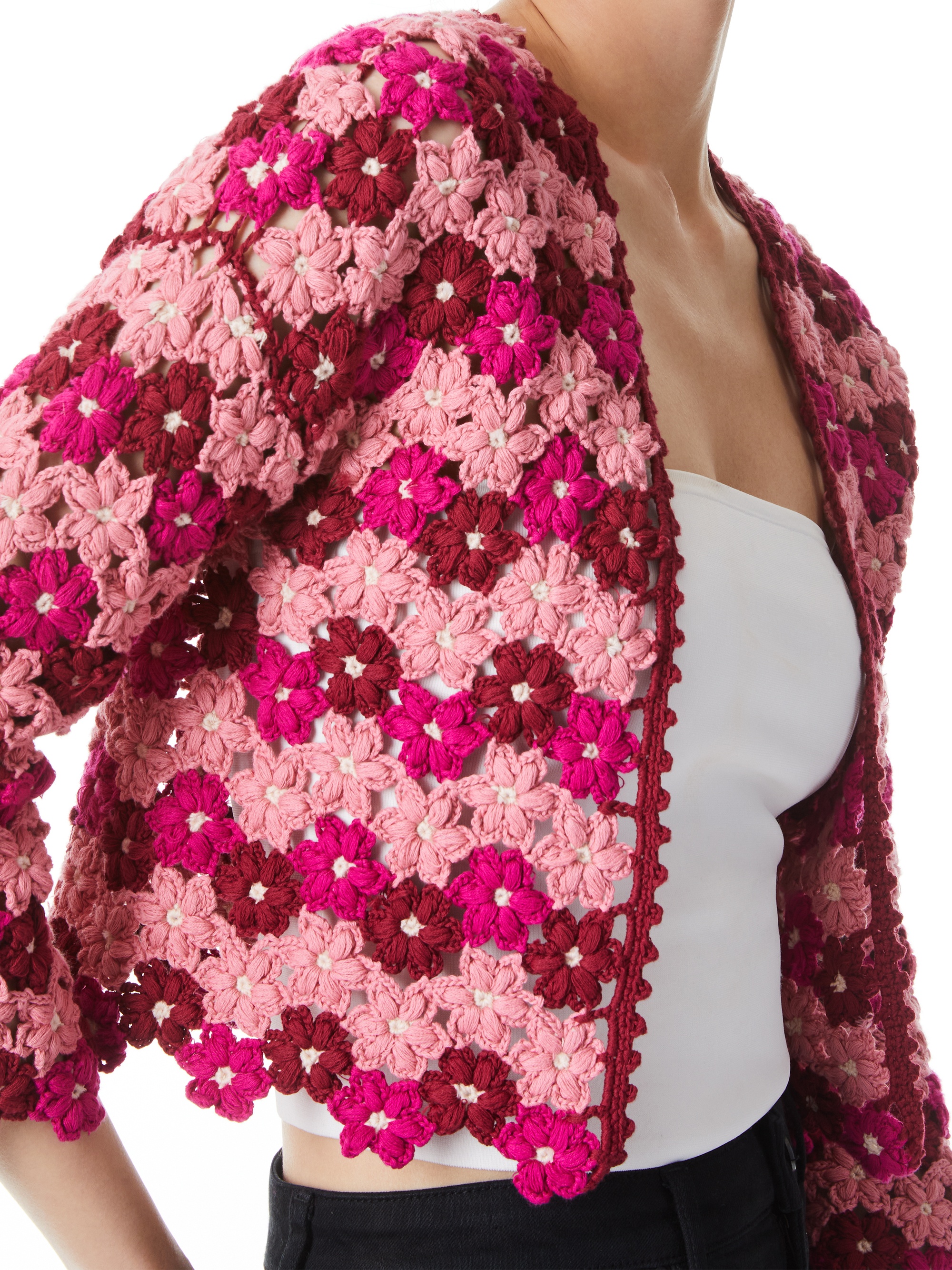 ANDERSON CROPPED FLOWER CROCHET CARDIGAN - 5
