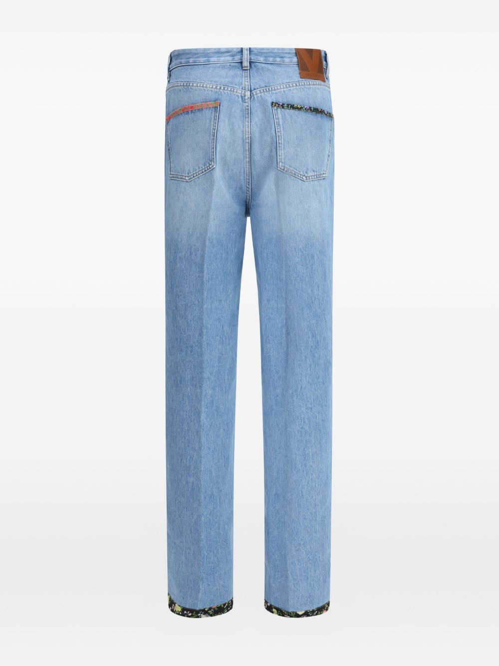 floral-trim jeans - 2