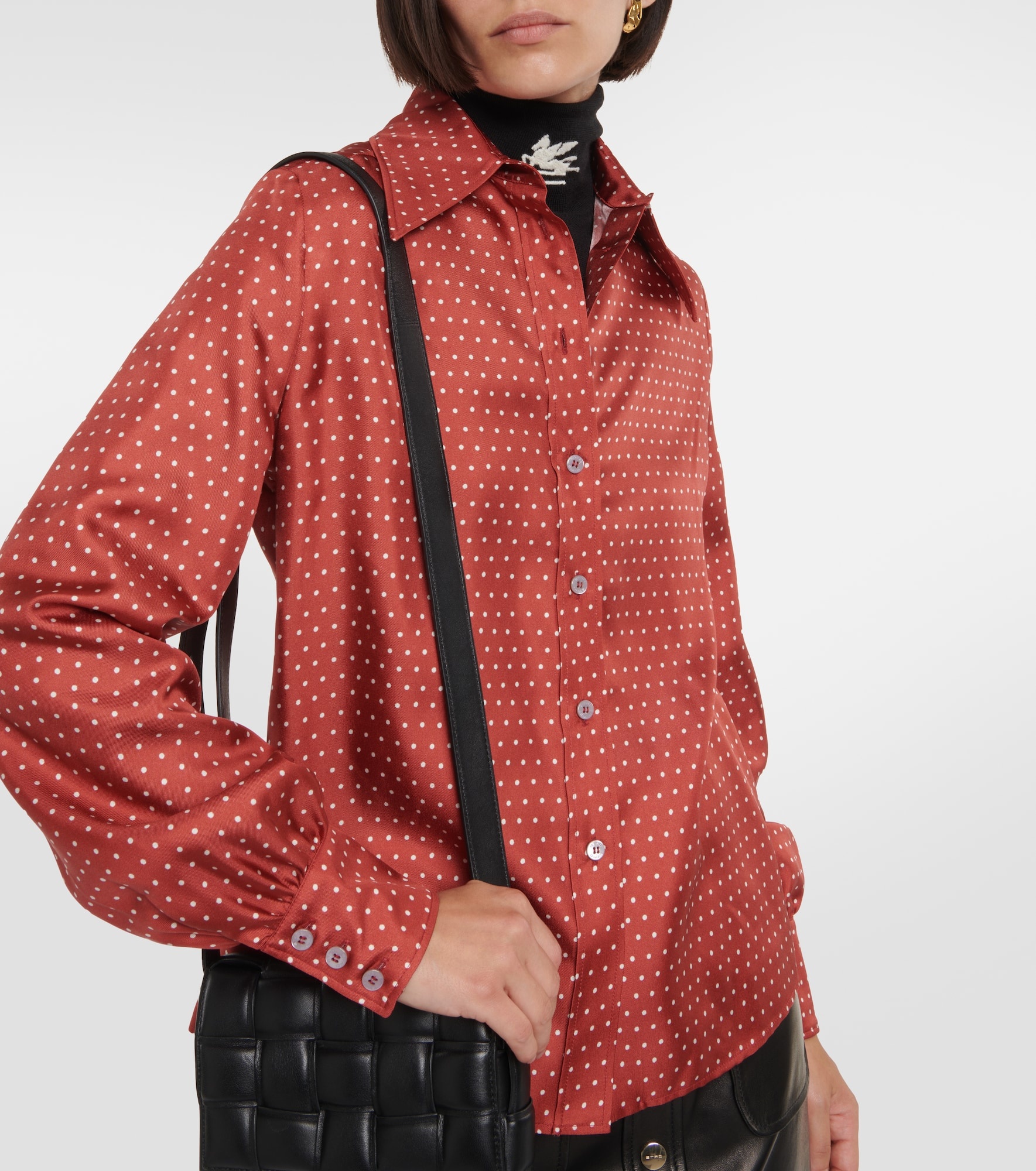 Polka-dot silk shirt - 5