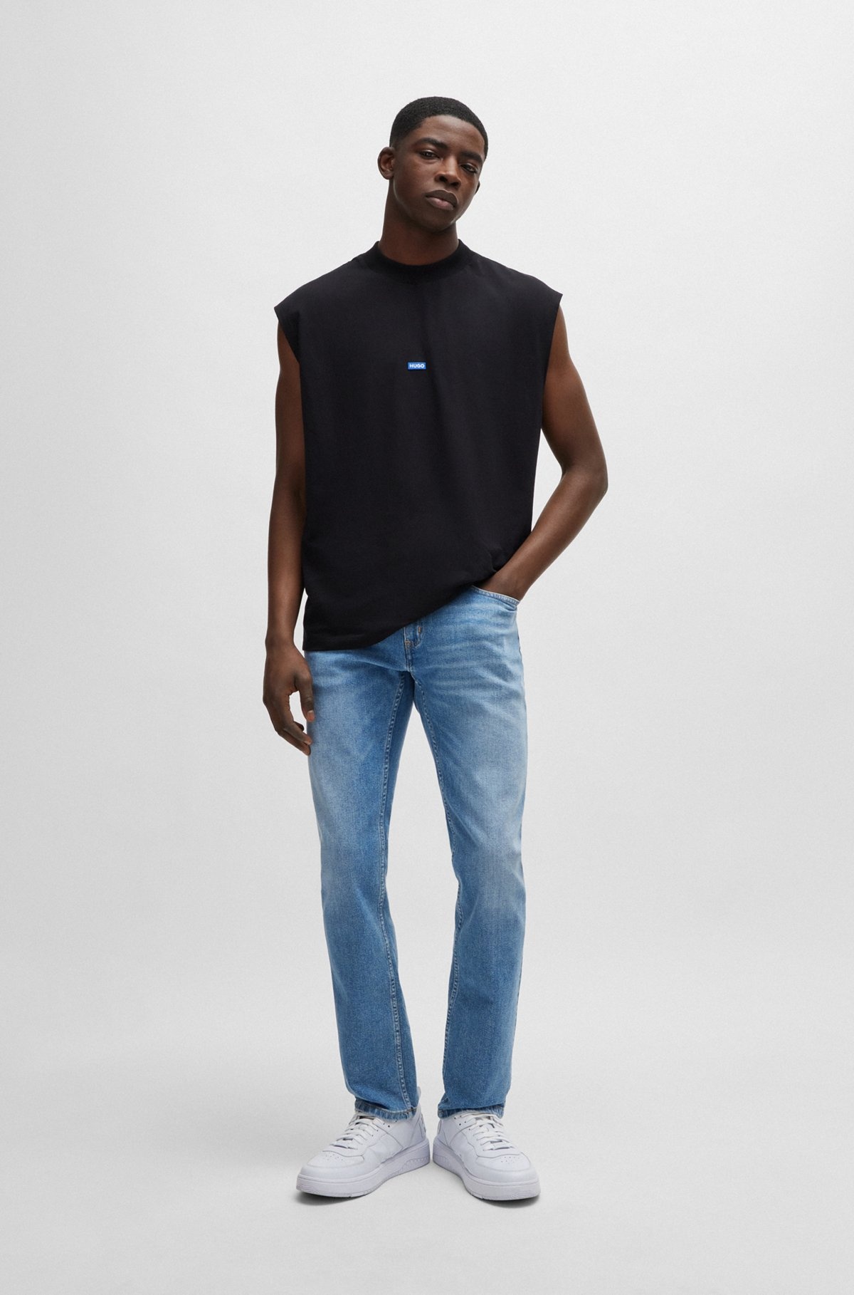 EXTRA-SLIM-FIT JEANS IN BLUE STRETCH DENIM - 3