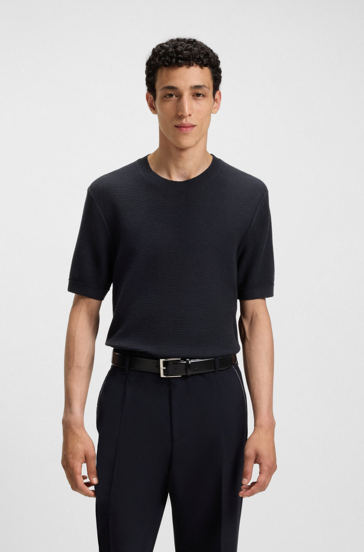 KNIT SWEATER WITH MIXED STRUCTURES - 2
