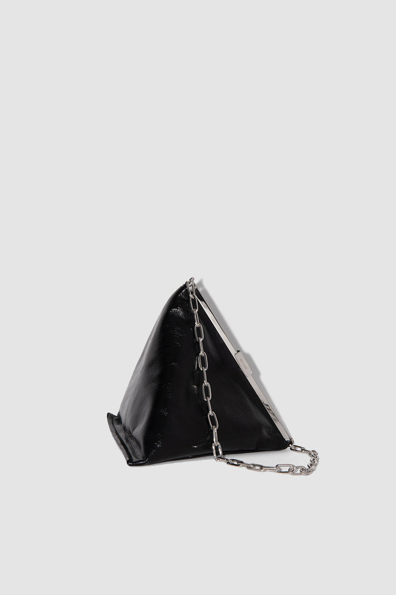 BY FAR Prisma Black Creased Leather Top-Handle Bag outlook