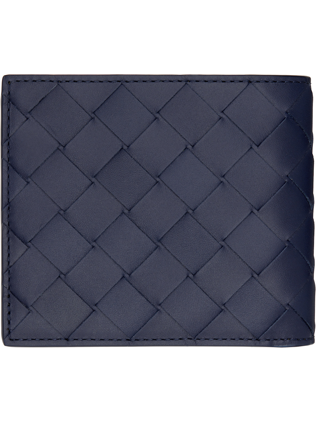 Navy Intrecciato Bi-Fold Wallet - 2