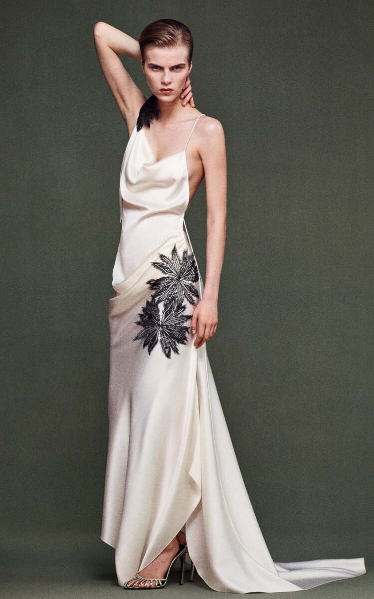 Victoria Beckham Draped Satin Gown ivory | modaoperandi