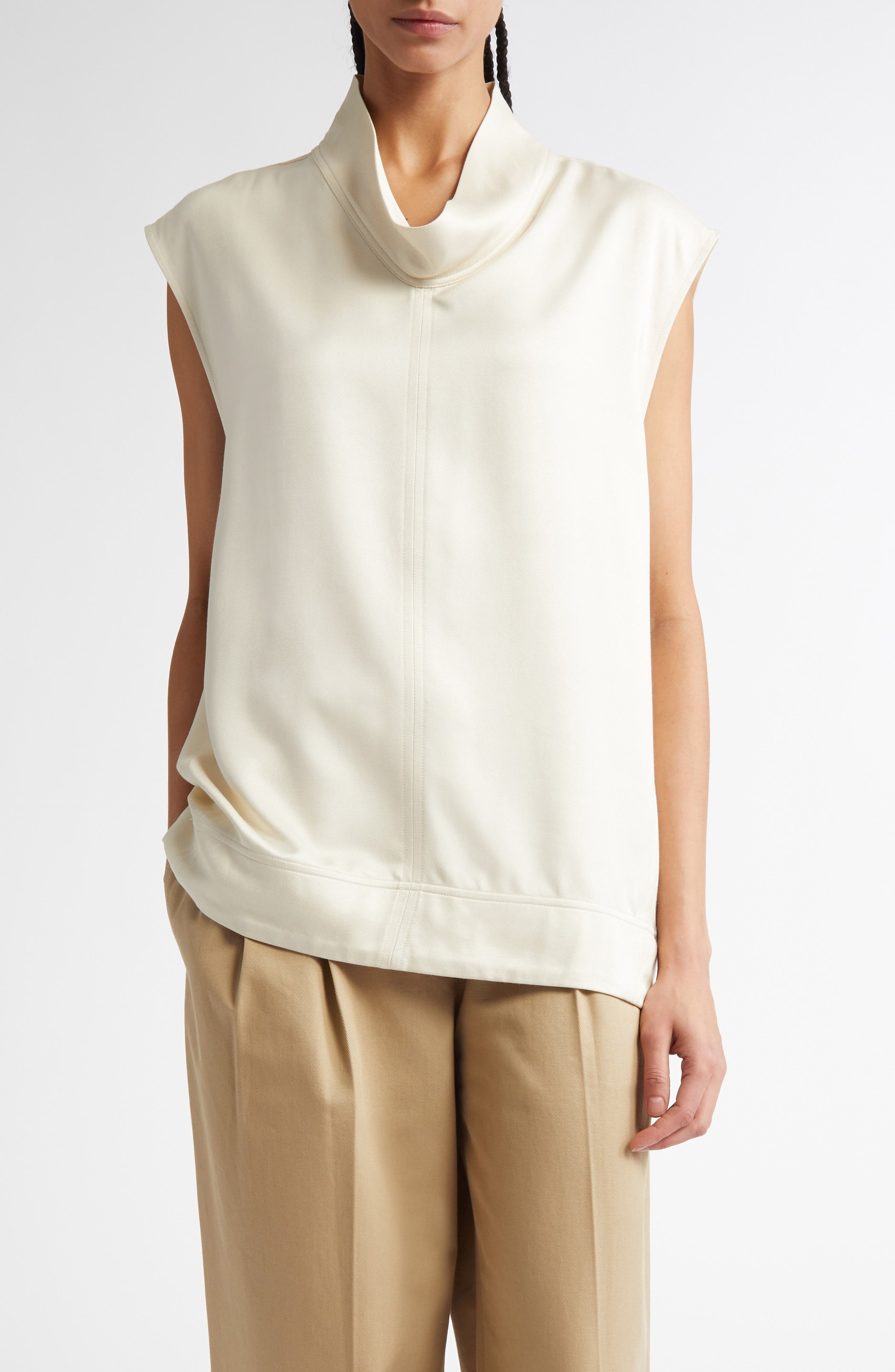 TOTEME Funnel Neck Sleeveless Top in Ecru at Nordstrom - 1