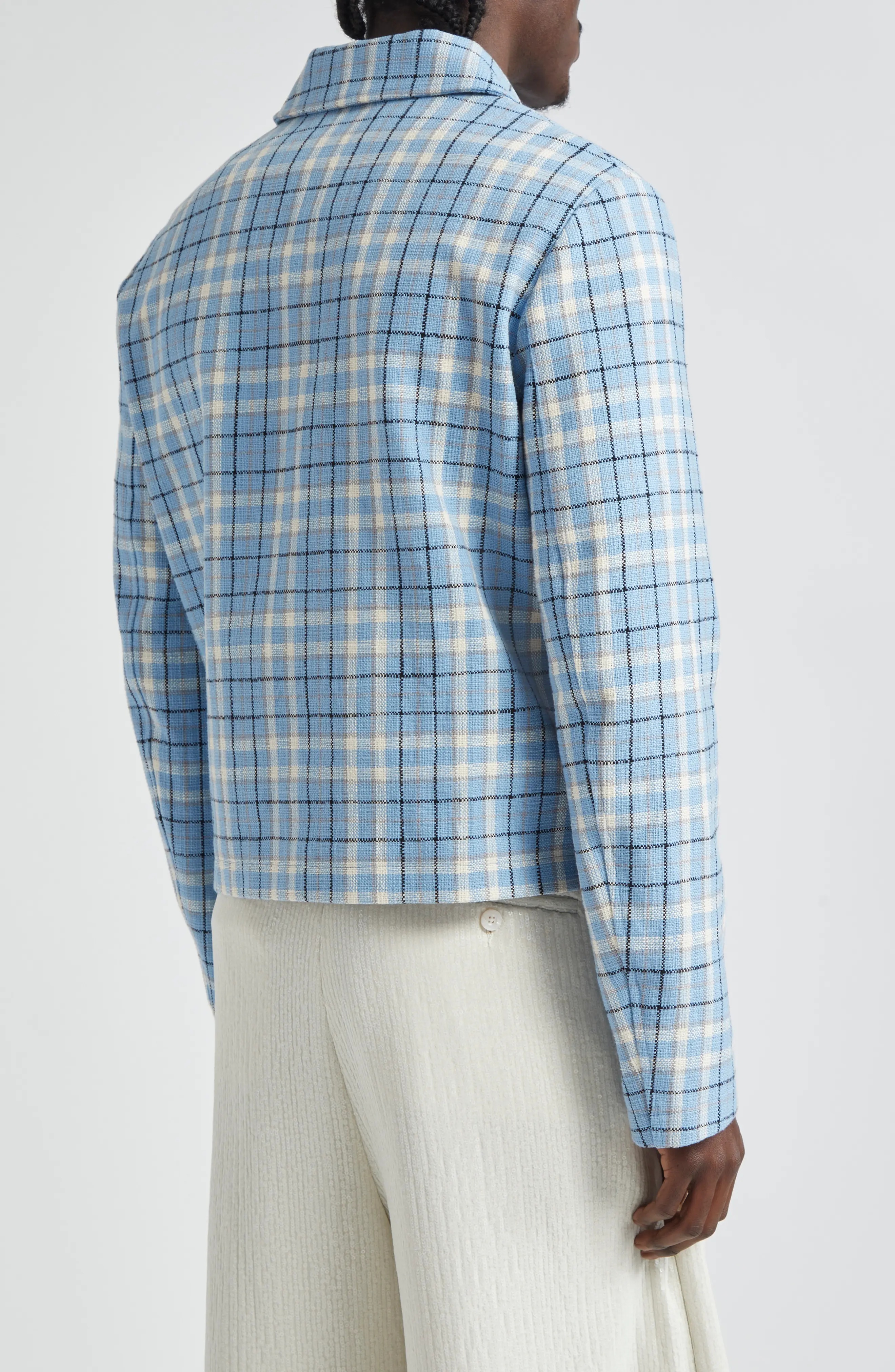 Plaid Cotton Crop Car Coat - 3