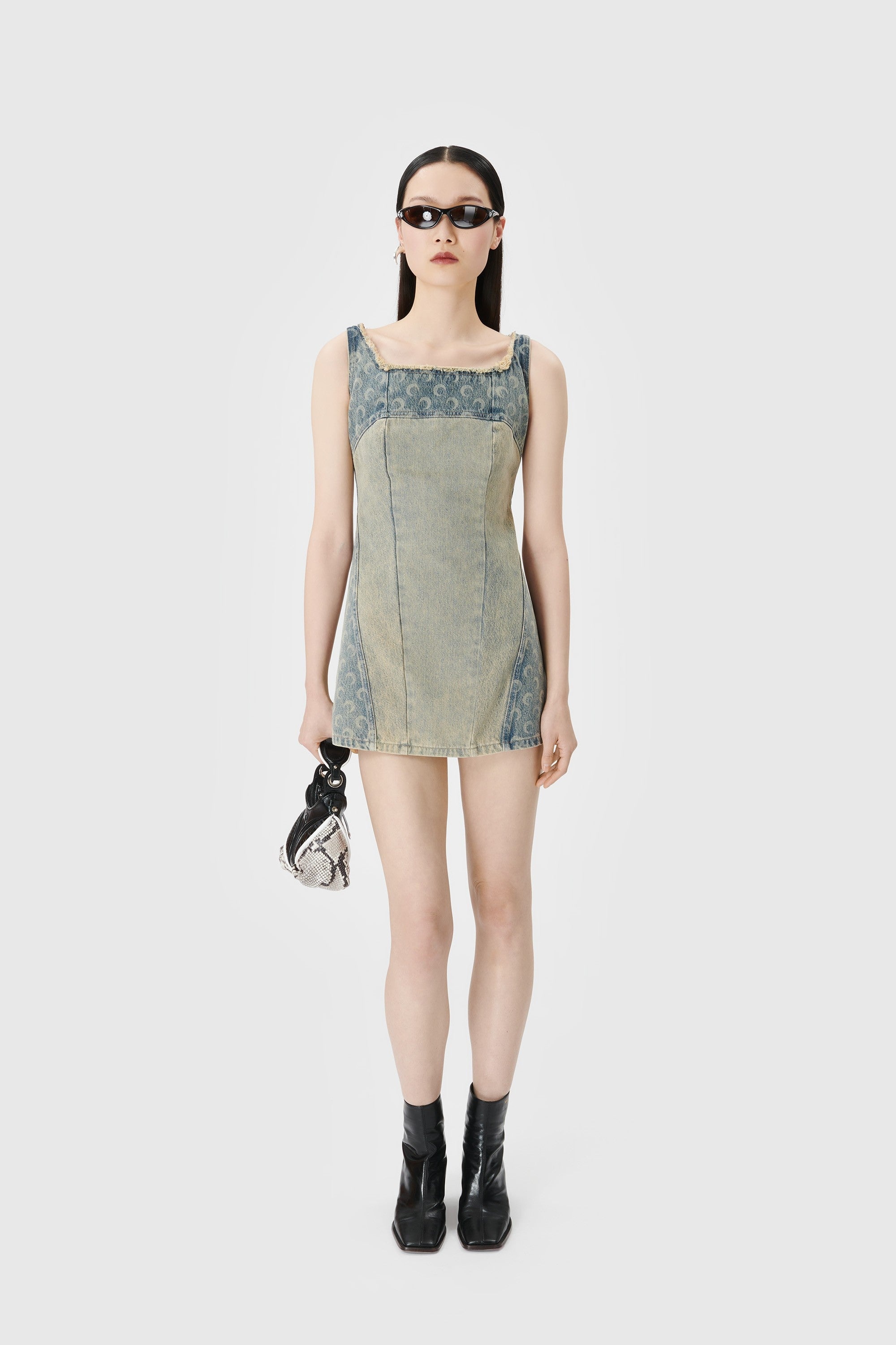 Regenerated Denim Mini Dress - 4