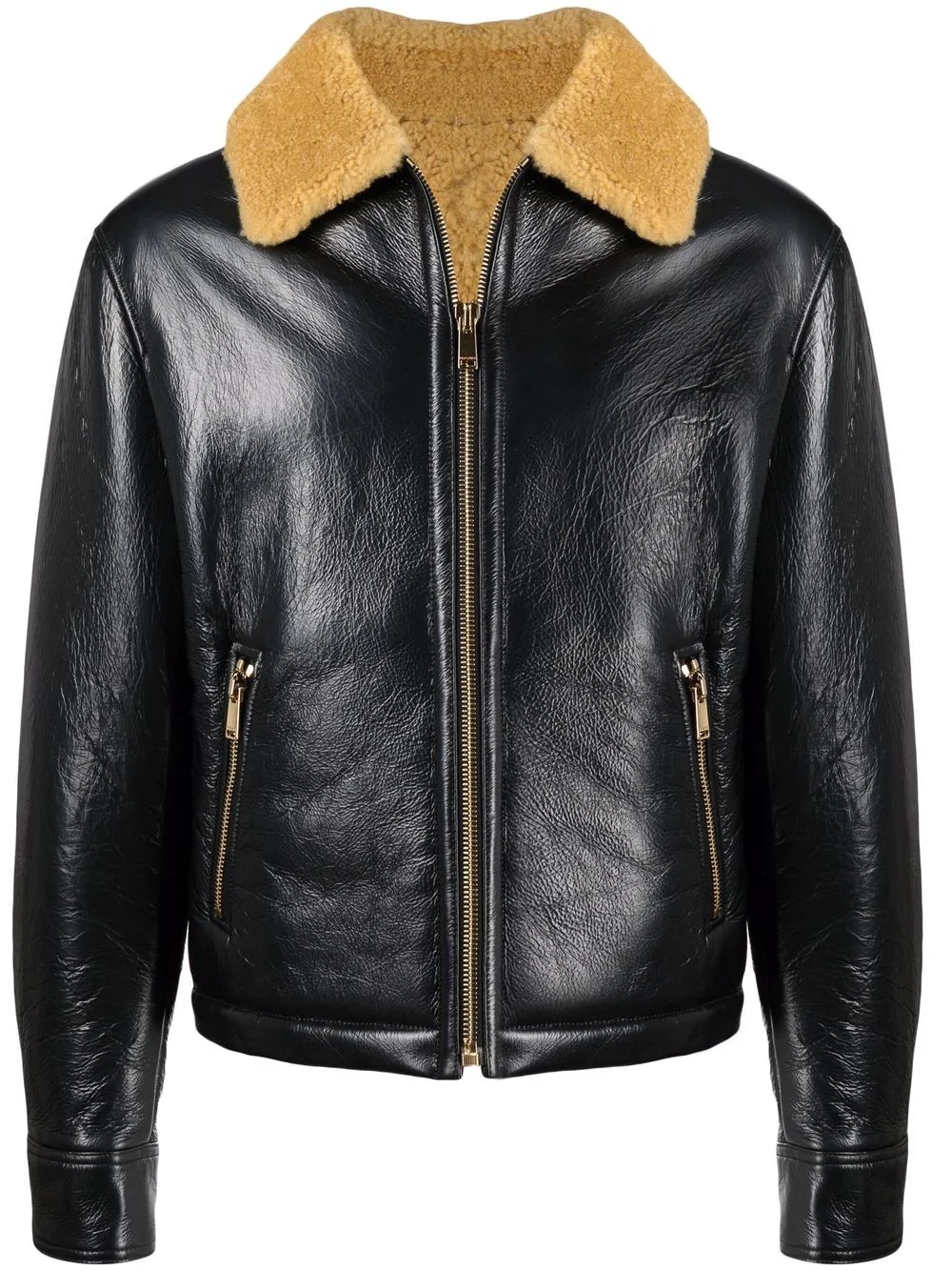 shearling collar aviator jacket - 1