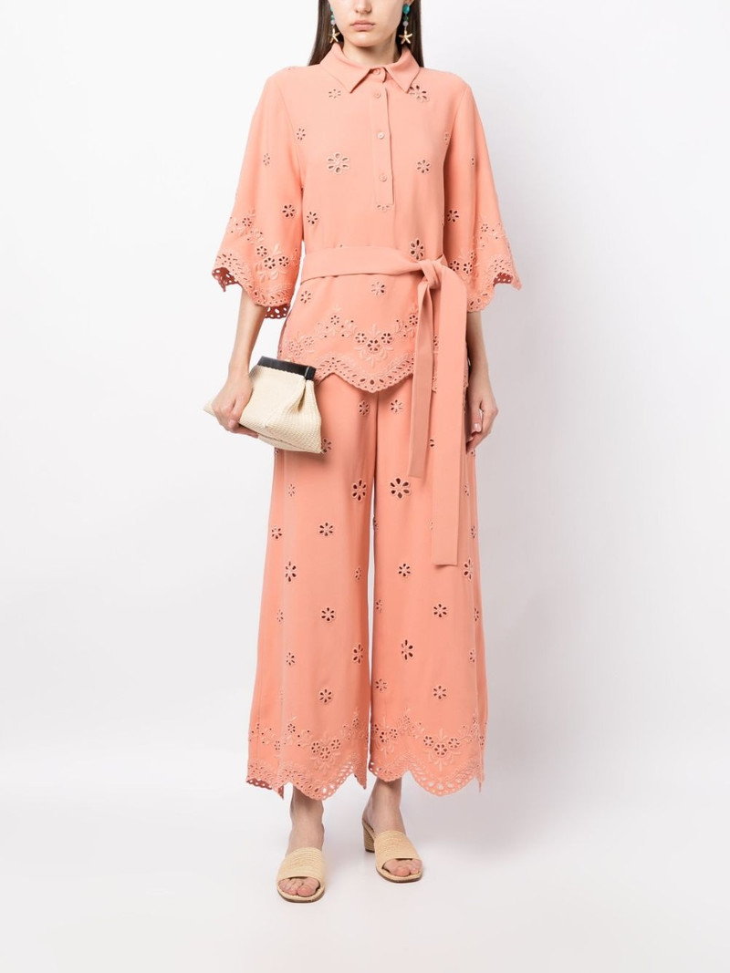 ELIE SAAB embroidered cady tied-waist blouse outlook
