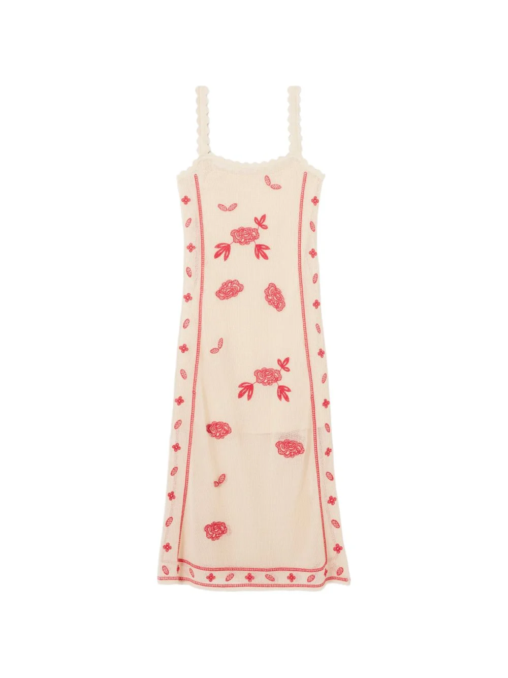 floral-print scalloped-hem knitted dress - 1