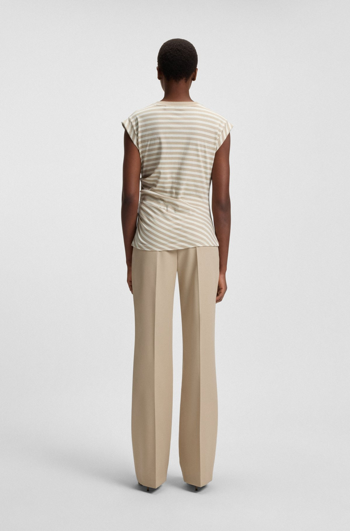 STRIPED TOP IN COTTON JERSEY WITH GATHERED WAIST - 4