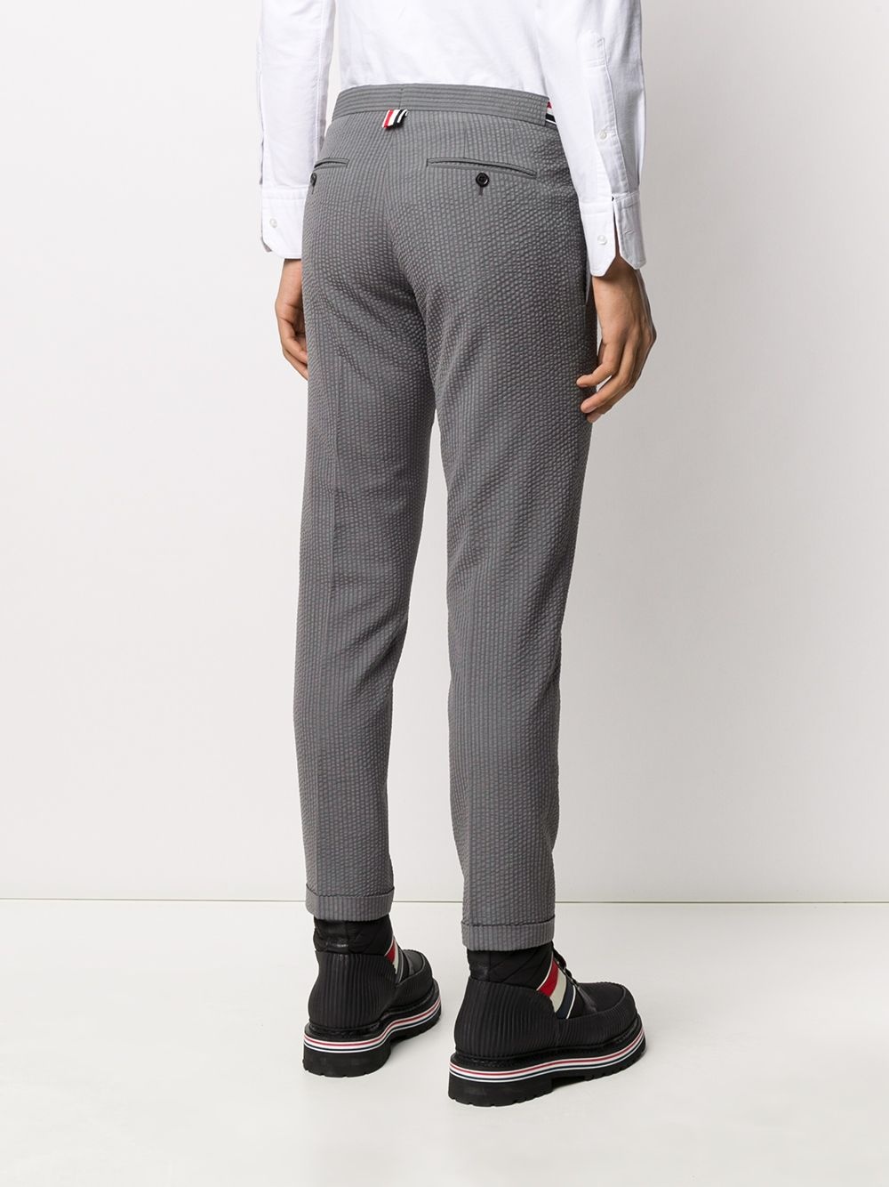 seersucker low-rise trousers - 4