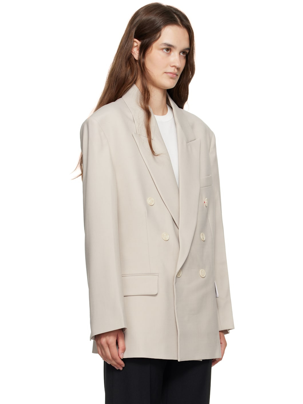 Taupe Relaxed Double Breasted Blazer - 2