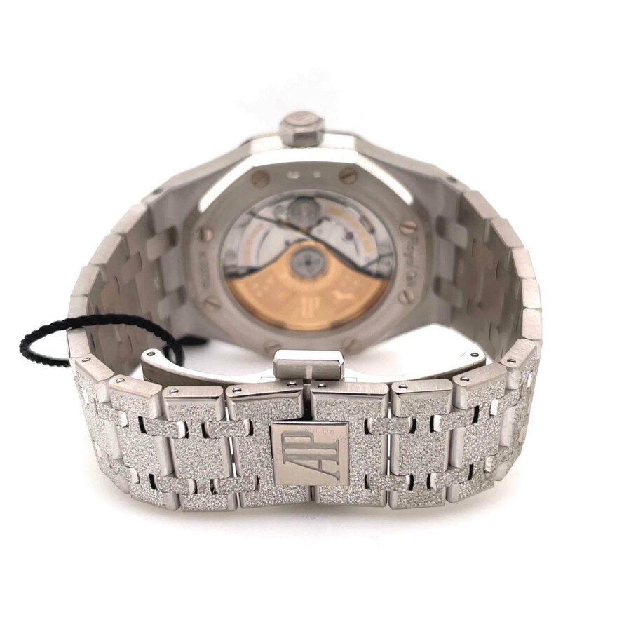 Pre-owned Audemars Piguet Royal Oak Frosted Gold Black with Grande Tapisserie Pattern Dial Ladies Wa - 2