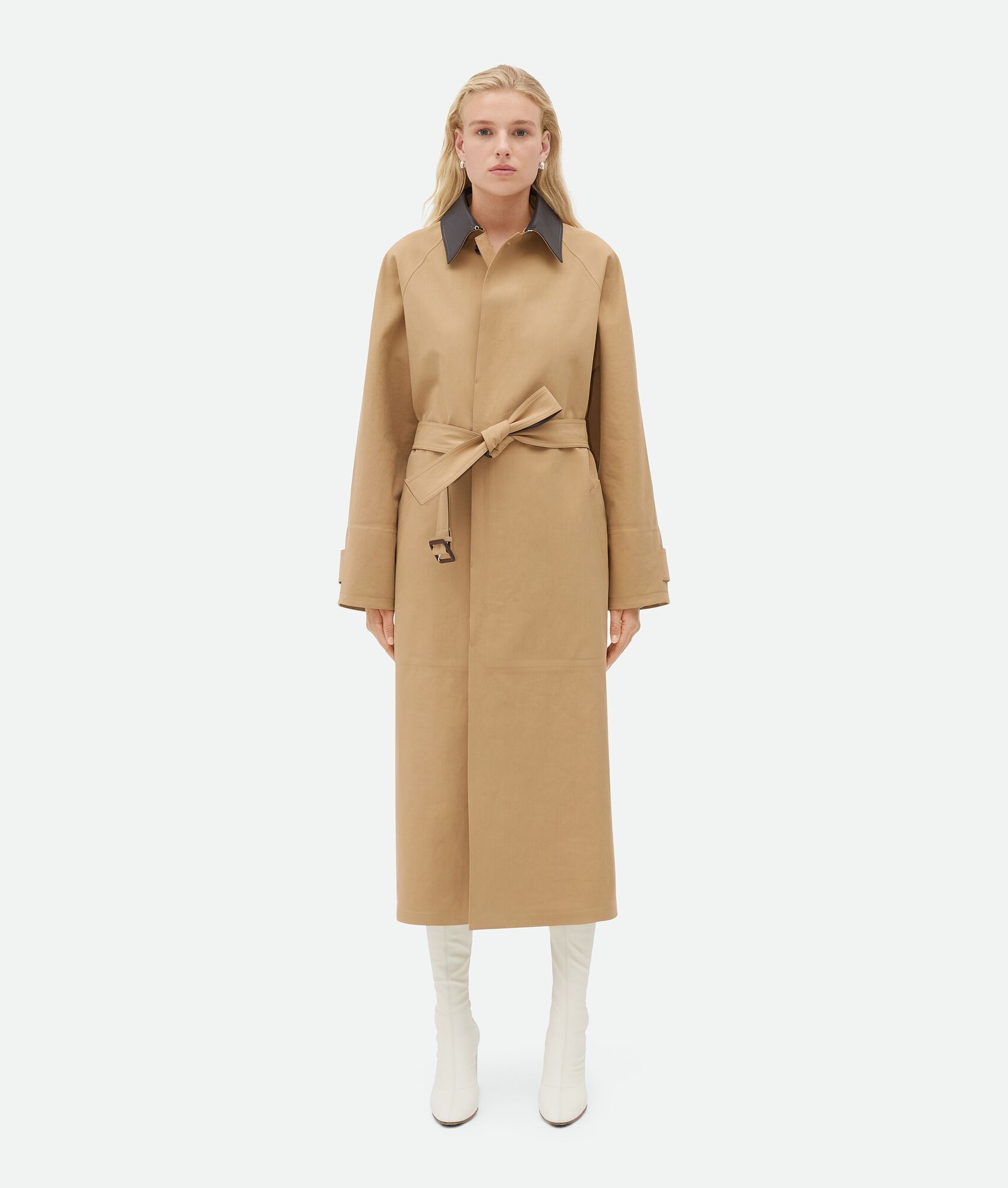 【関税&送料込】Bottega Veneta Compact Cotton Canvas Trench BOTTEGA VENETA Compact Cotton Trench Coat in Camel Size 38