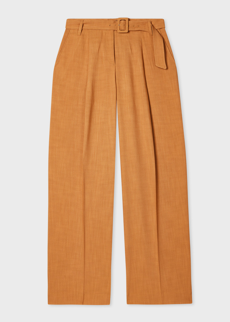 Women's Tan Textured Bootcut Trousers 1